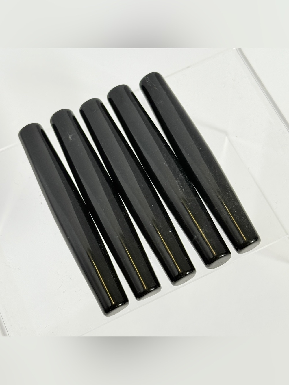 Set of 5 Natural Black Obsidian Massage Wands – Polished Volcanic Glass Crystal